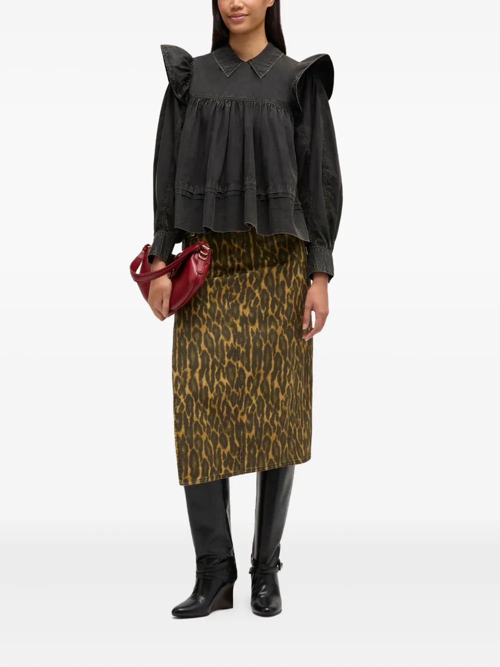 Garment Dyed Cotton Frill Blouse