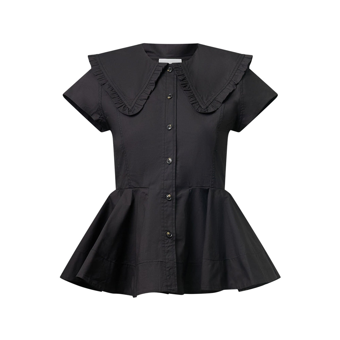 Stretch Cotton Peter Pan Collar Blouse