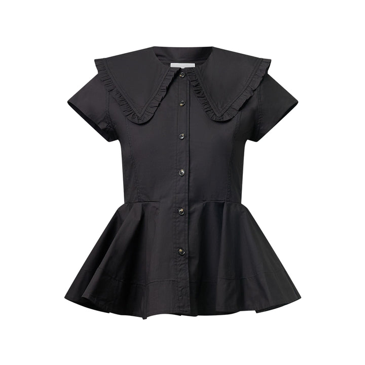 Stretch Cotton Peter Pan Collar Blouse