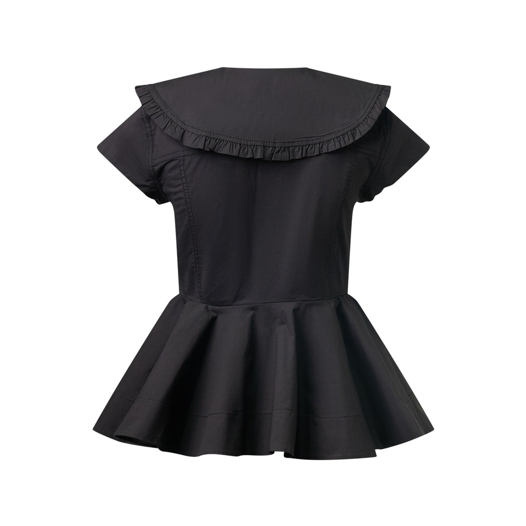 Stretch Cotton Peter Pan Collar Blouse
