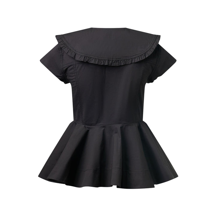Stretch Cotton Peter Pan Collar Blouse