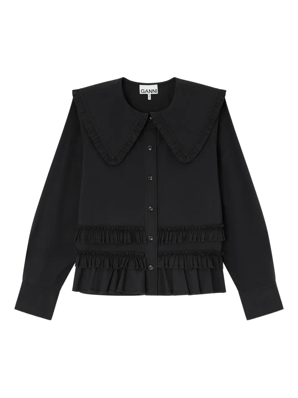 Stretch Cotton Frilled Shirt