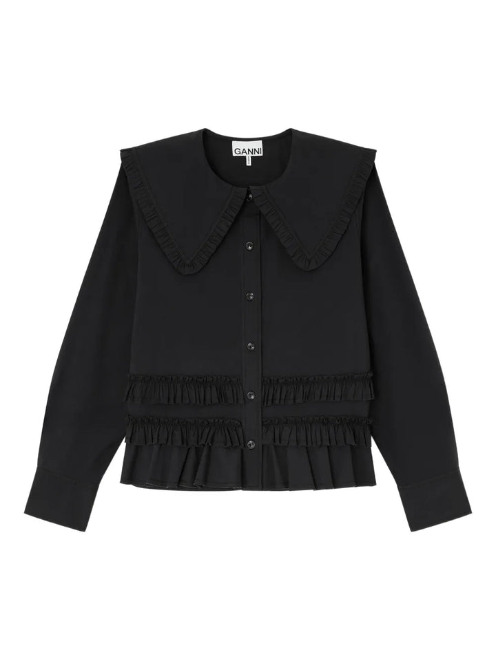 Stretch Cotton Frilled Shirt