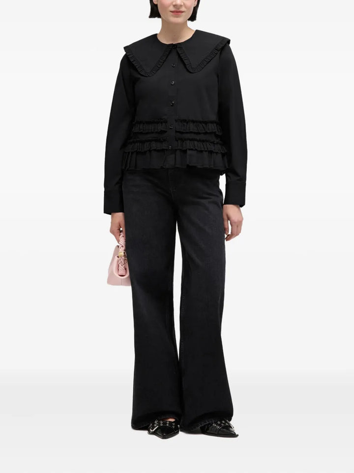 Stretch Cotton Frilled Shirt