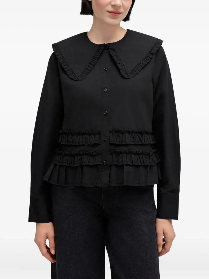 Stretch Cotton Frilled Shirt