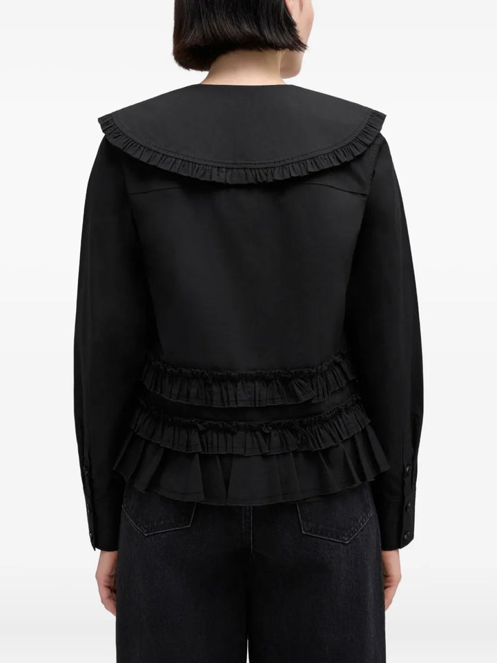 Stretch Cotton Frilled Shirt