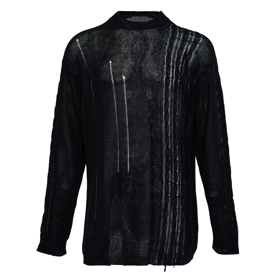 Round Neck Leather Pullover
