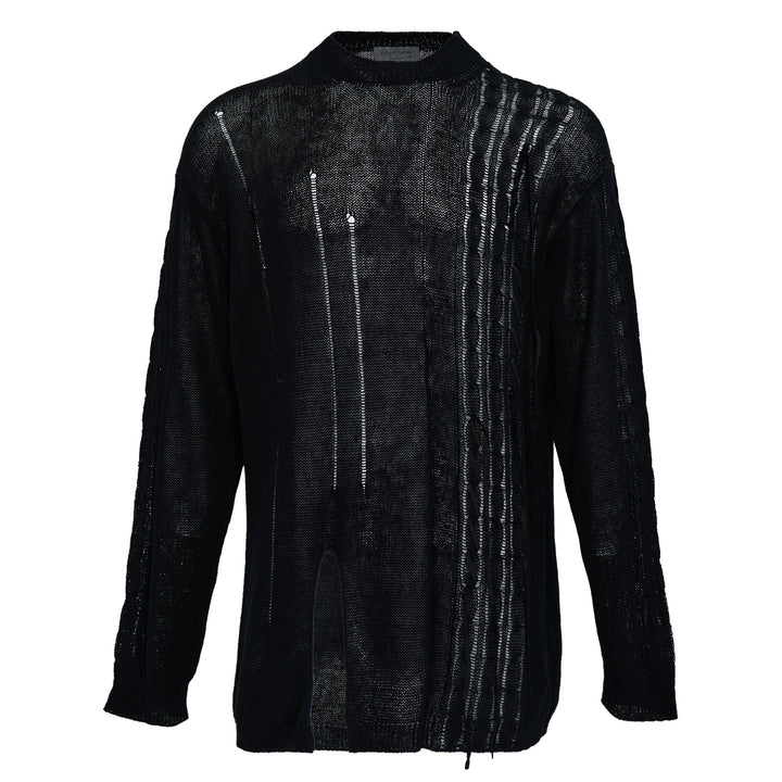 Round Neck Leather Pullover