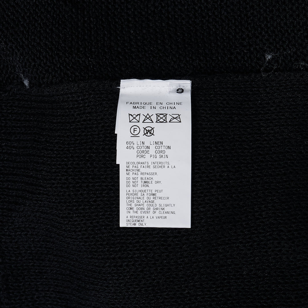 Round Neck Leather Pullover