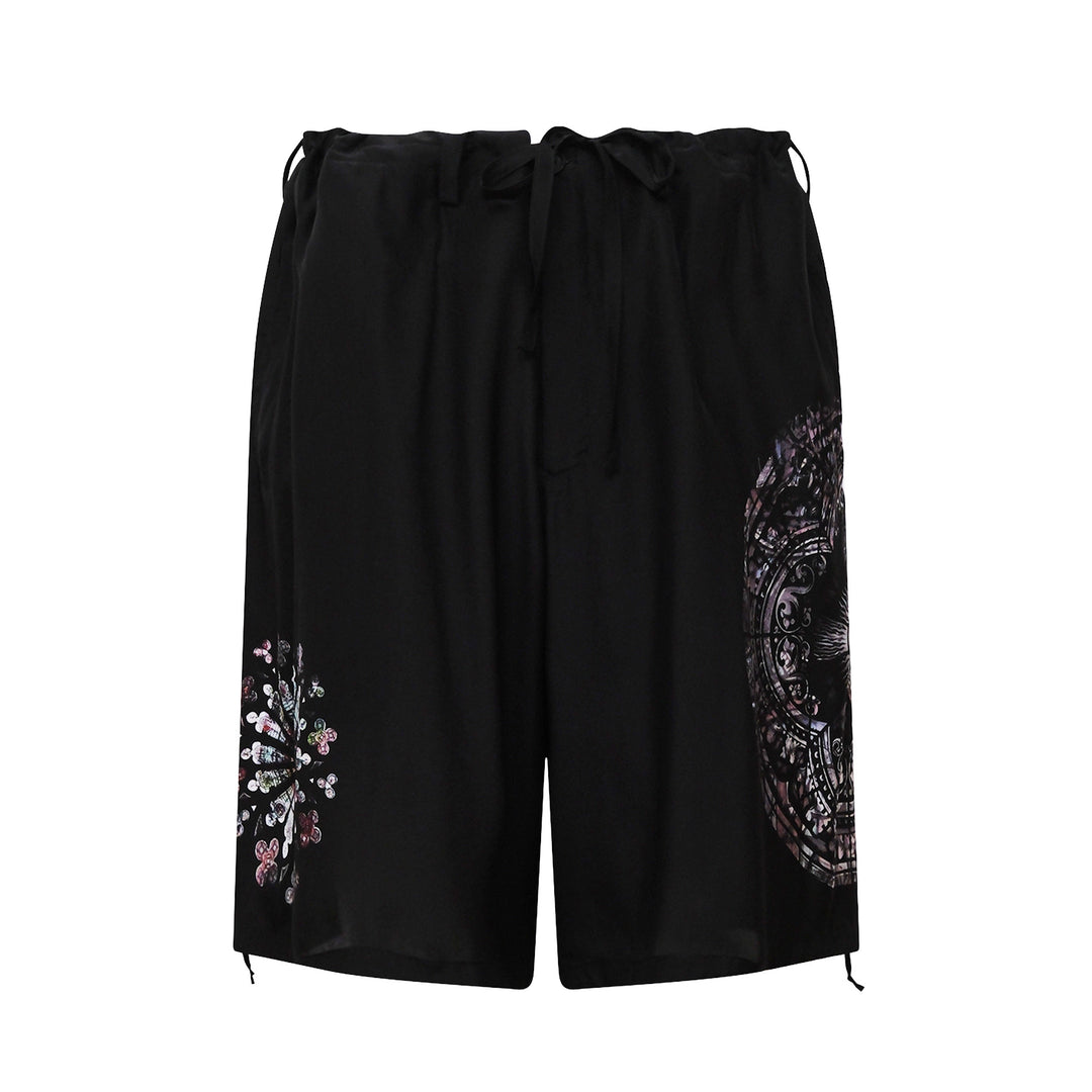 Yohji Yamamoto Asymmetric Printed Shorts – Available at Club 21, Official Retailer in Singapore, Malaysia & Thailand with Global Shipping Online