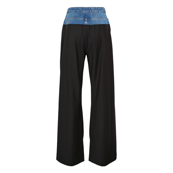 Wide-Leg Pants With Denim Panel