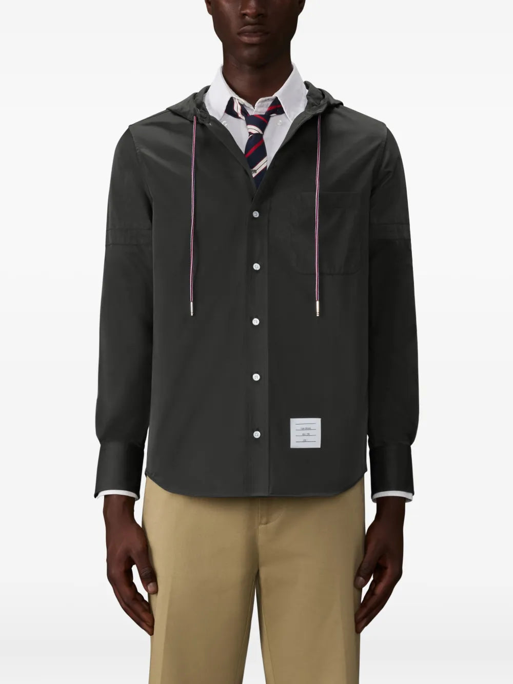 Hooded Straight Fit Long Sleeve Shirt