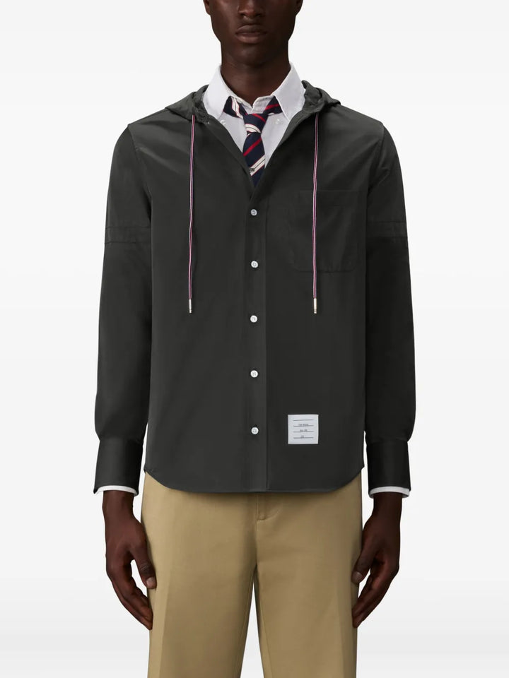 Hooded Straight Fit Long Sleeve Shirt
