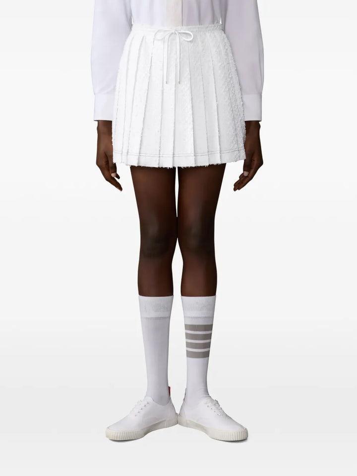 Mini Length Drawstring Pleated Skirt