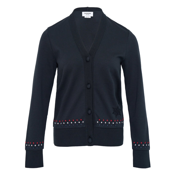 V Neck Cardigan With Snowflake