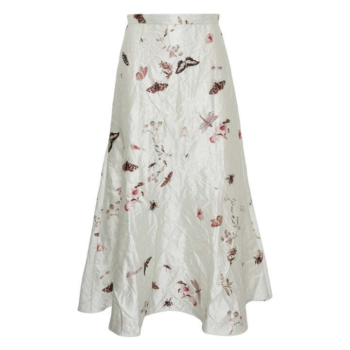 A-Line Midi Textured Satin Skirt