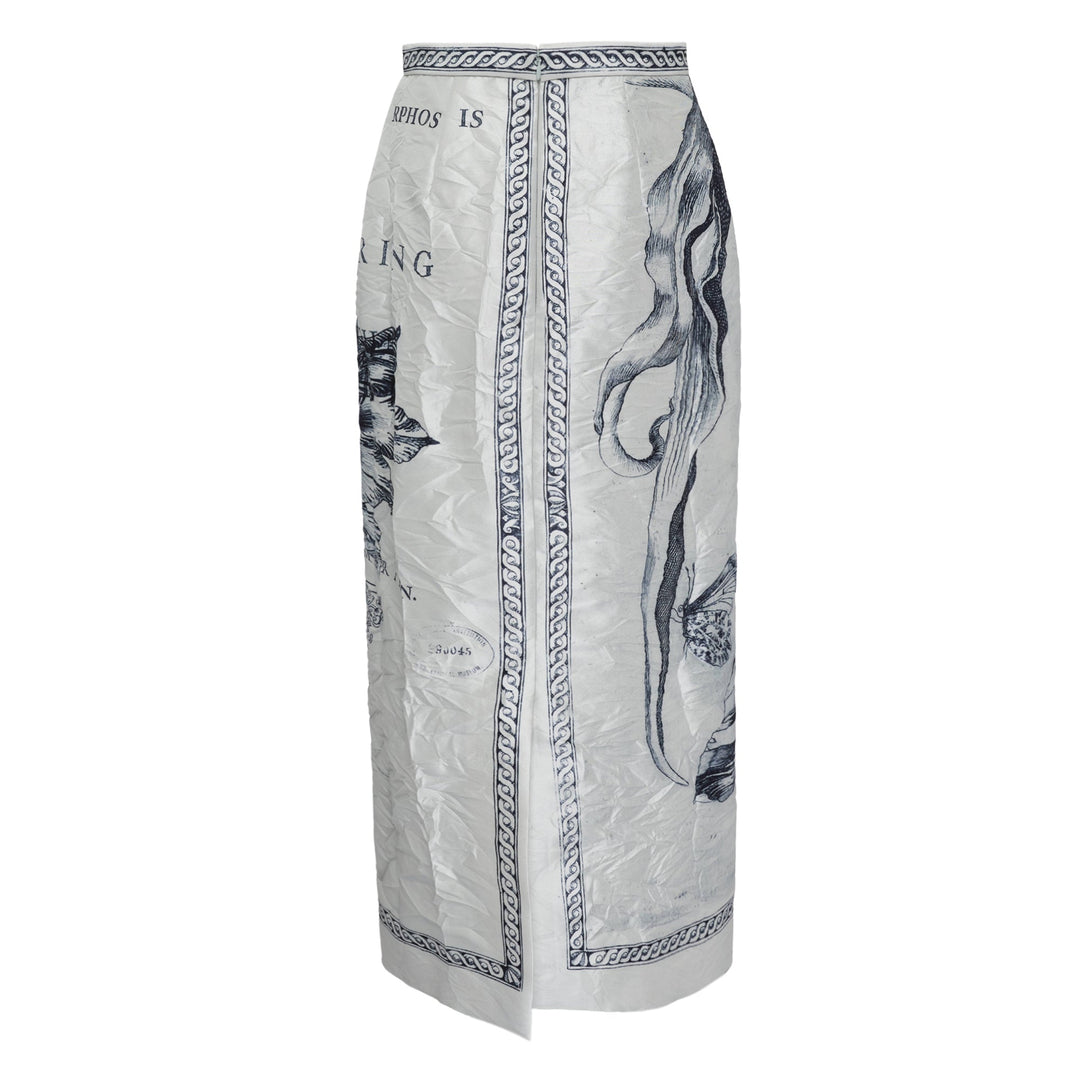 Pencil Midi Skirt Textured Satin