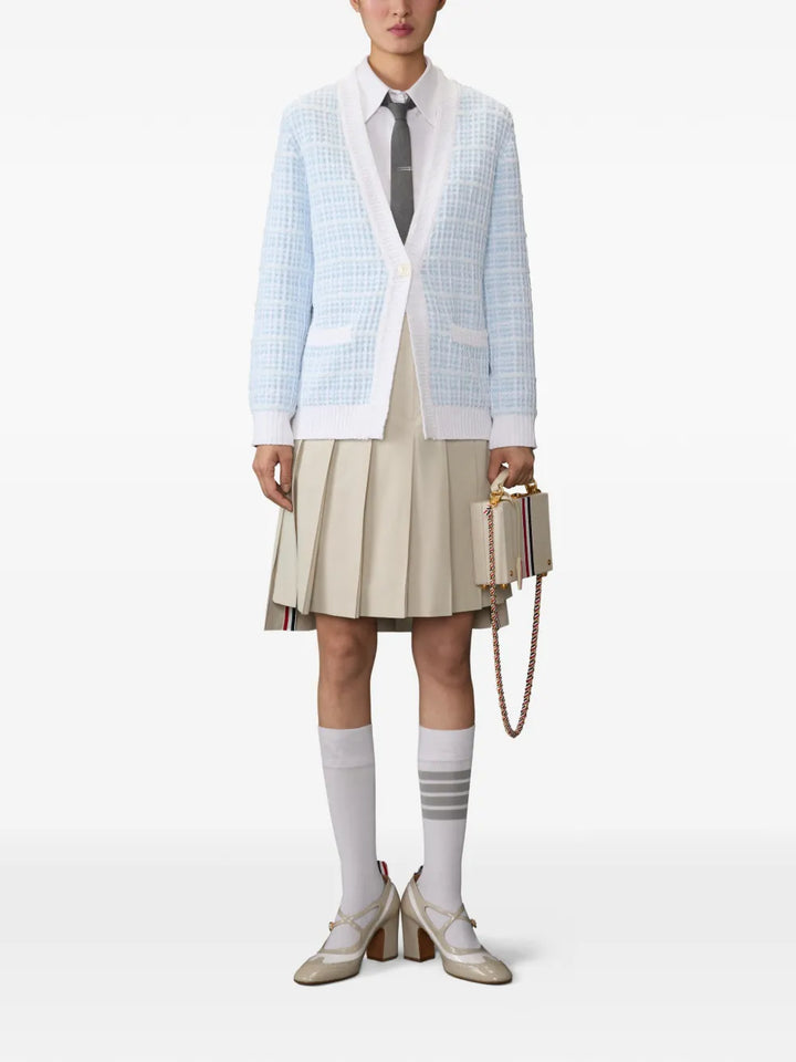 All Over Tuck Stitch Tweed Cardigan