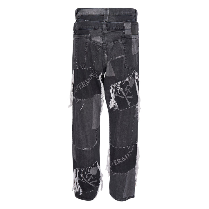 Patchwork Jacquard Straight Denim