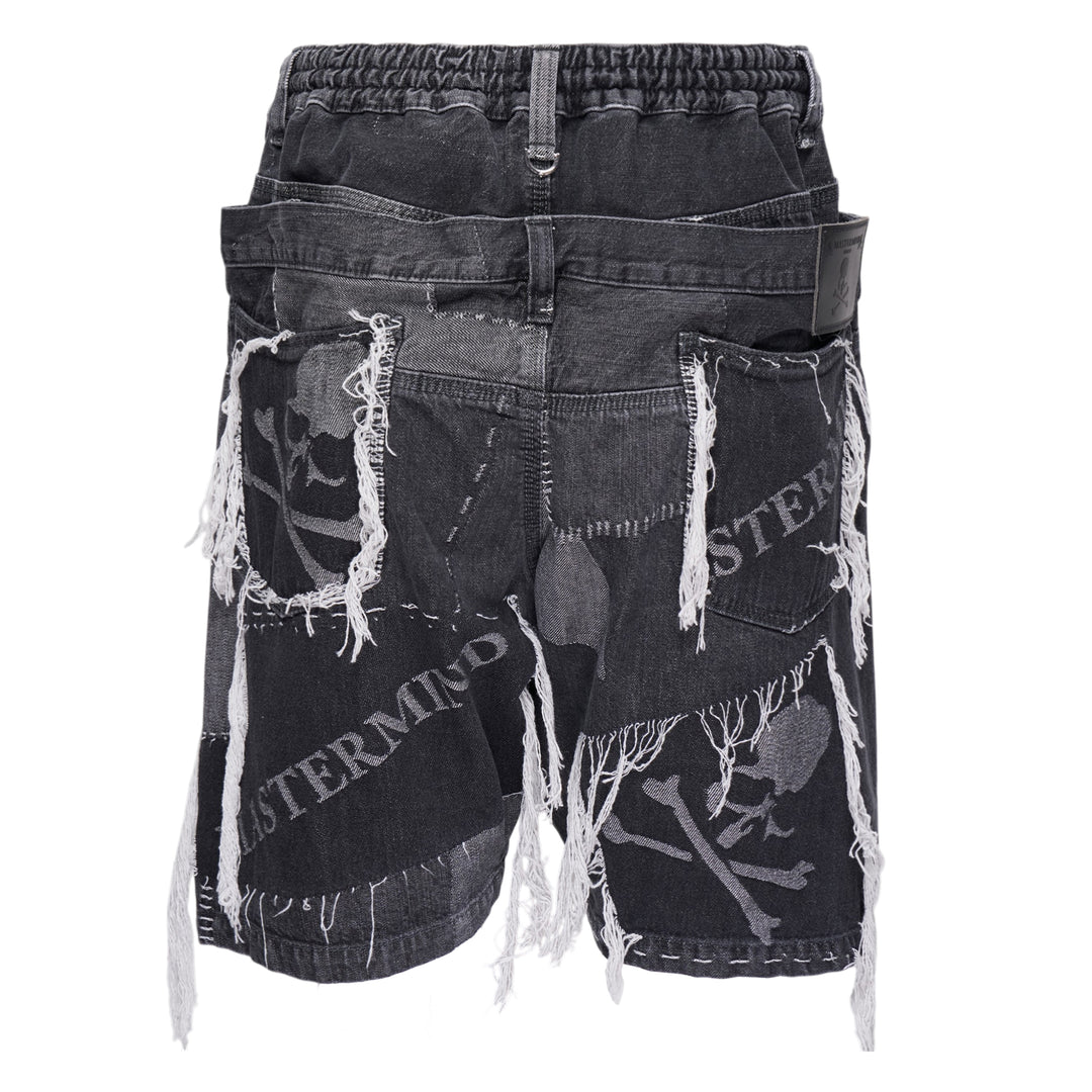 Patchwork Jacquard Denim Shorts