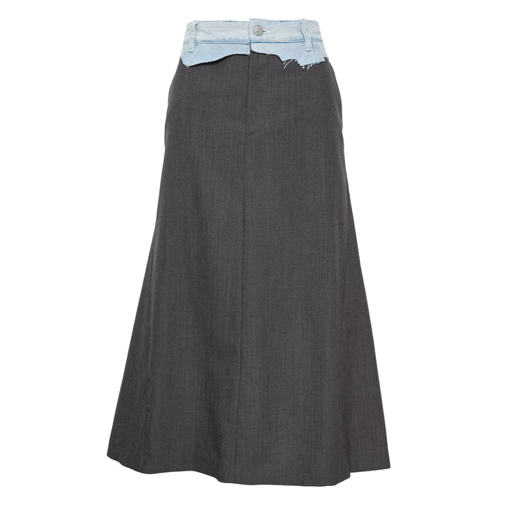 Long Tailoring Wool Canvas Skirt