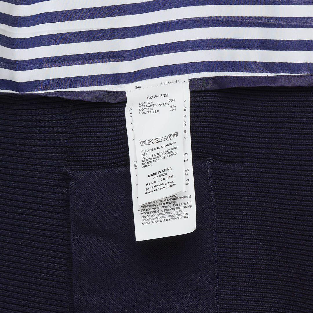 sacai Cotton Knit x Cotton Poplin Cardigan – Available at Club 21, Official Retailer in Singapore, Malaysia & Thailand with Global Shipping Online