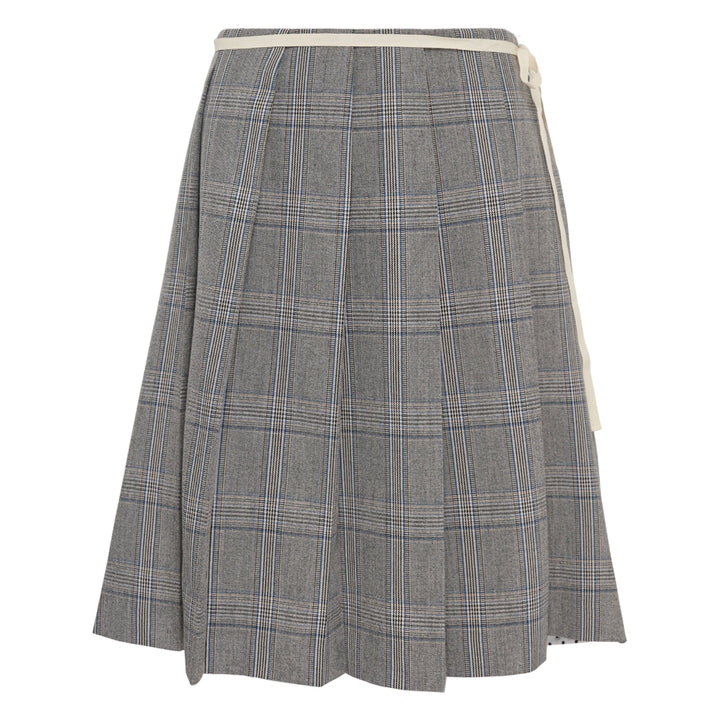Gray Check Wrap Skirt