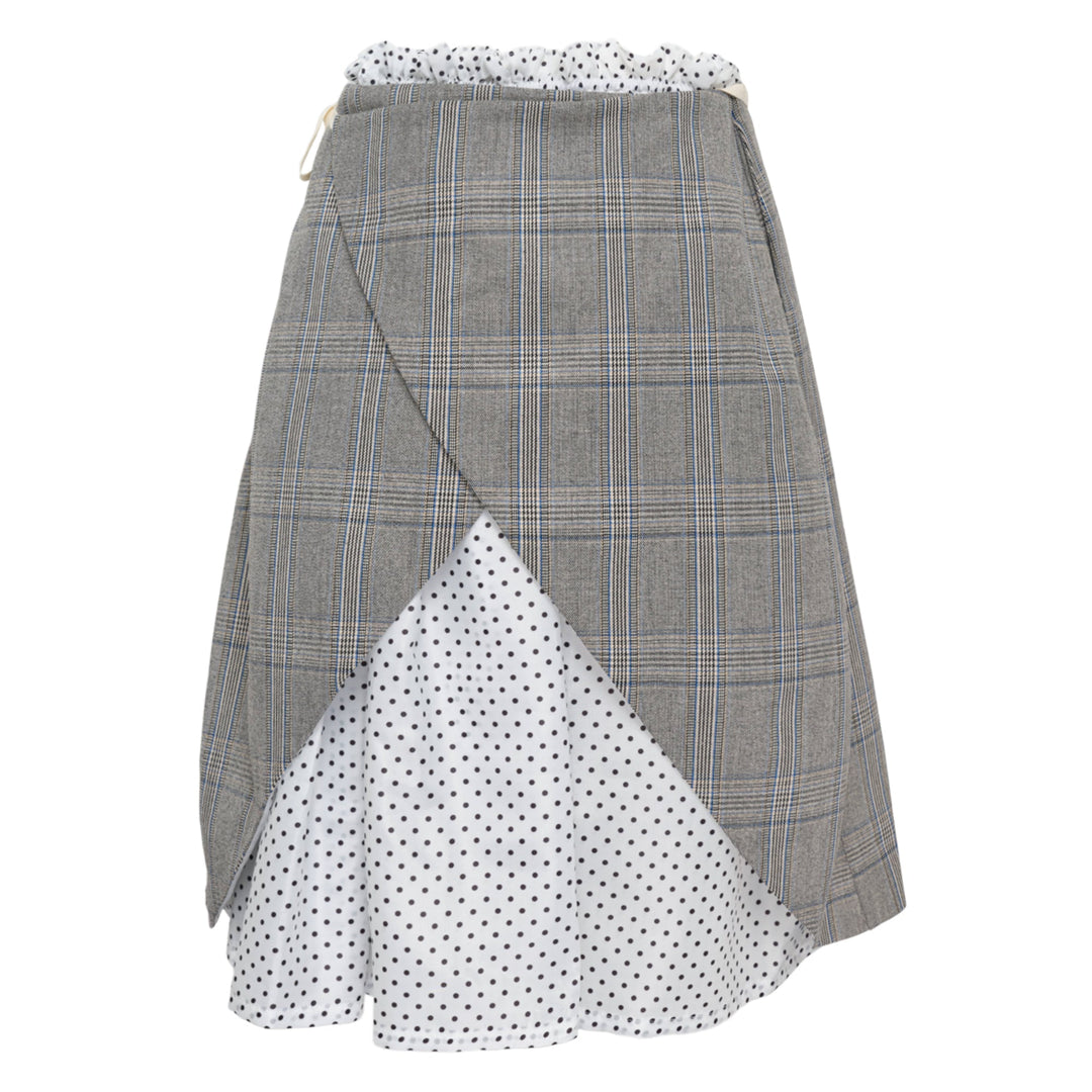 Gray Check Wrap Skirt