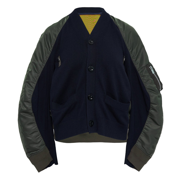 Nylon Twill x Knit Cardigan
