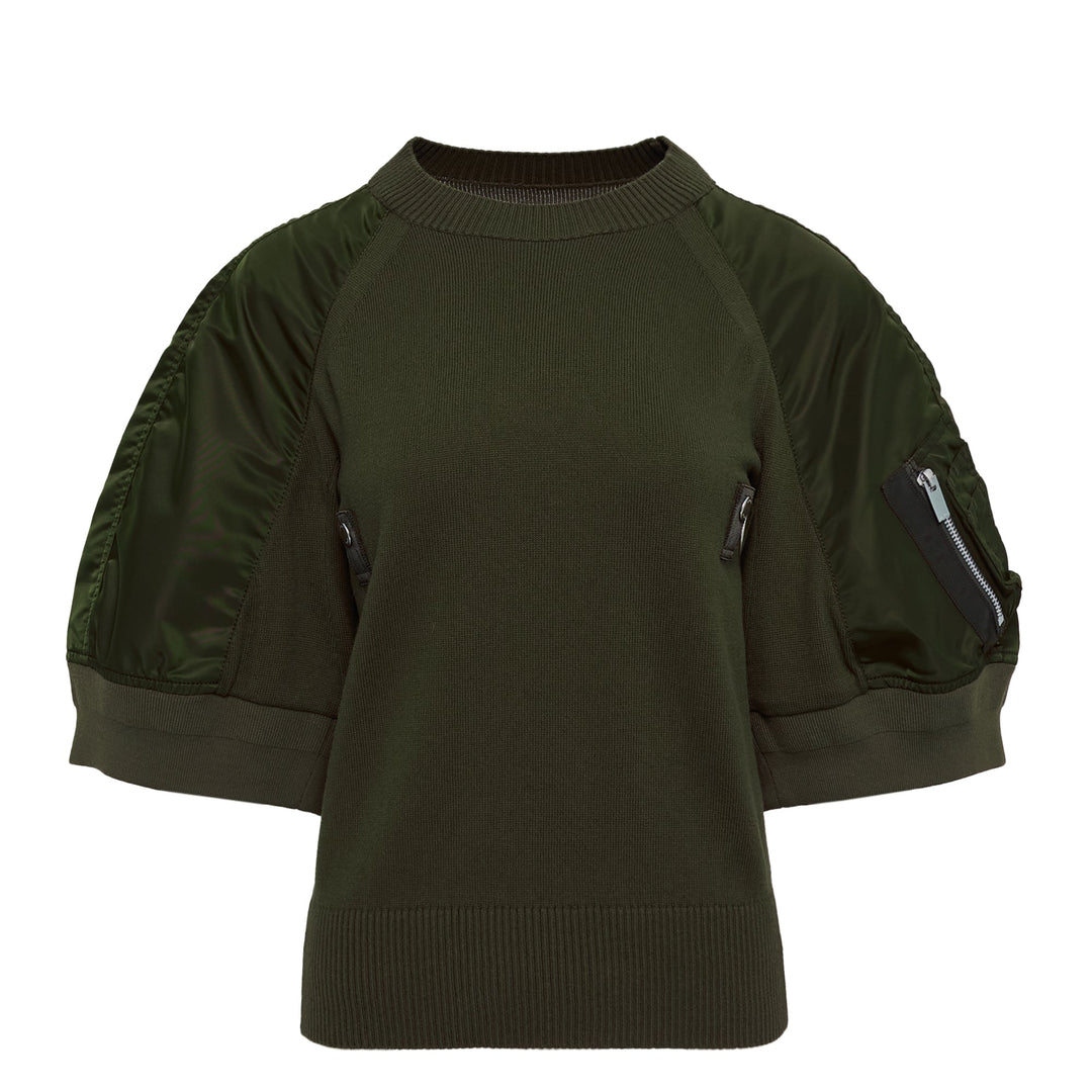 Nylon Twill x Knit Pullover