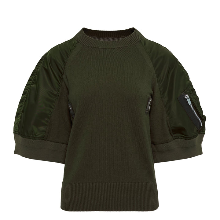 Nylon Twill x Knit Pullover