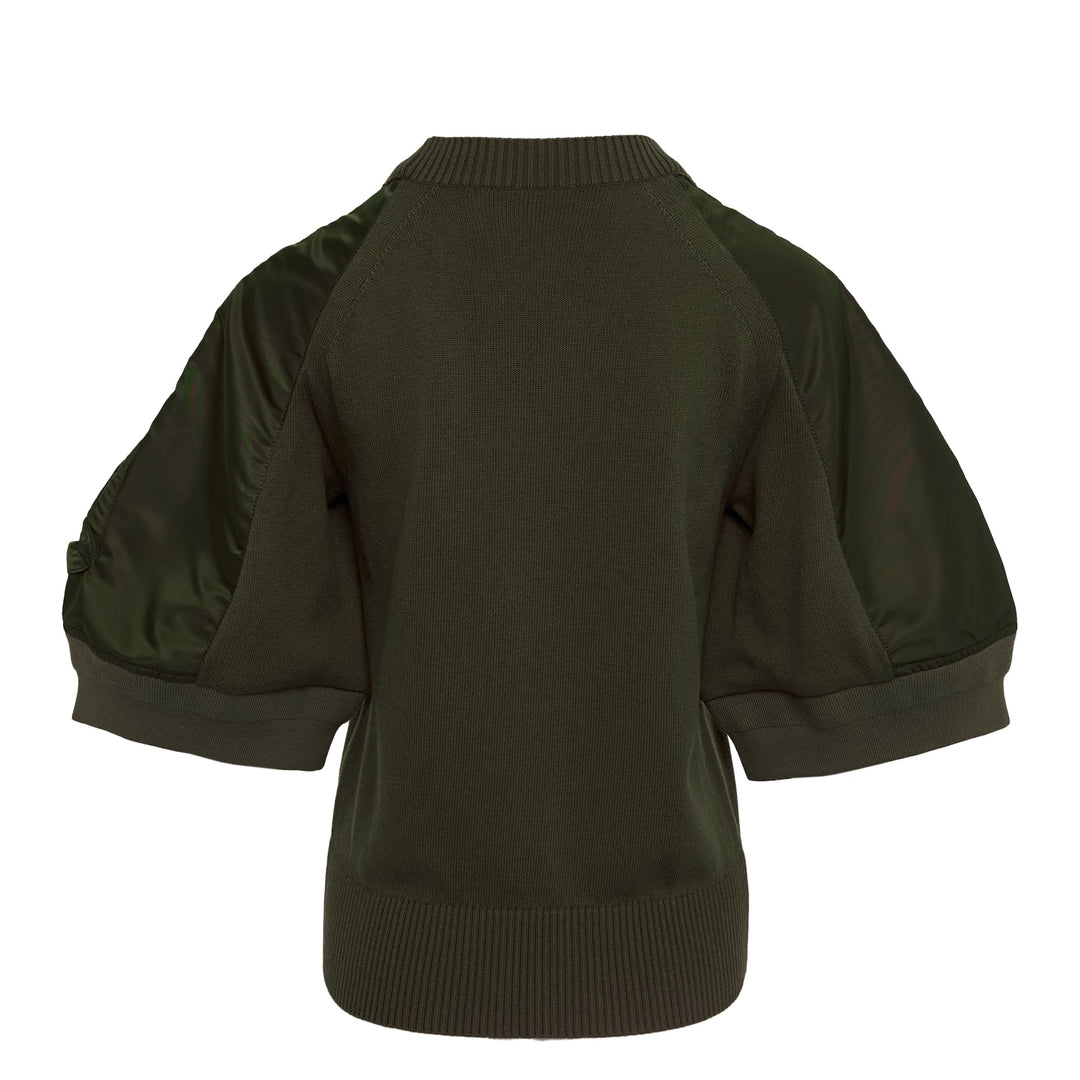 Nylon Twill x Knit Pullover