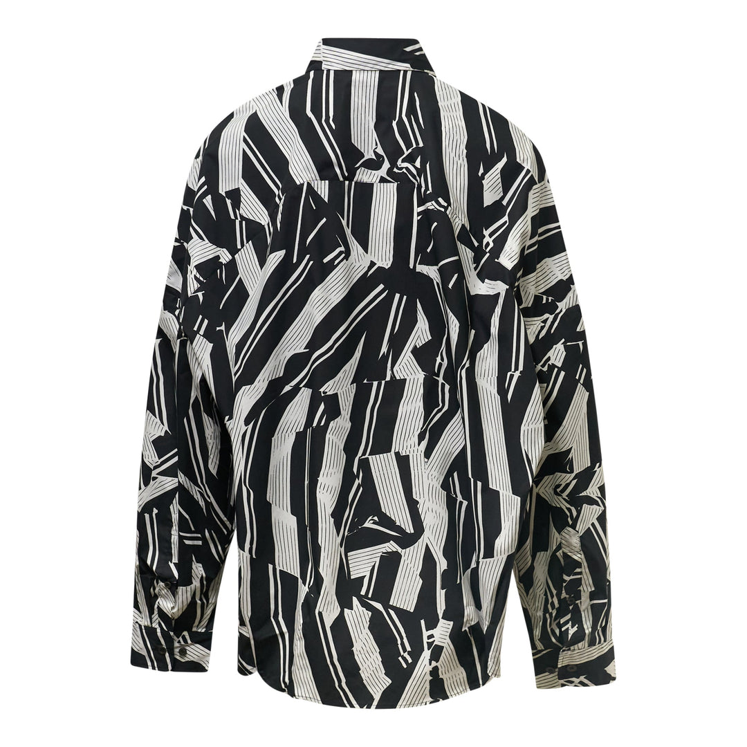 Crushed Stripe Print Cotton Shirt