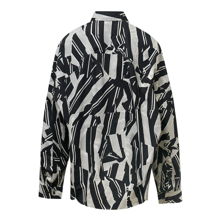 Crushed Stripe Print Cotton Shirt