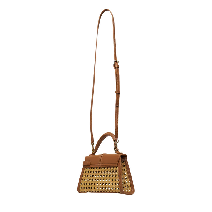 Elise Faux Bamboo Woven Top Handle Bag