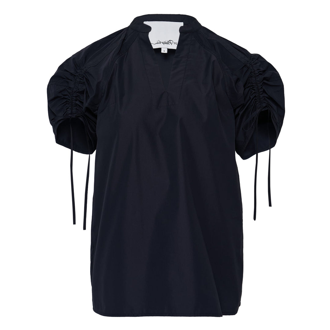 Ruched Sleeve V-Neck Top