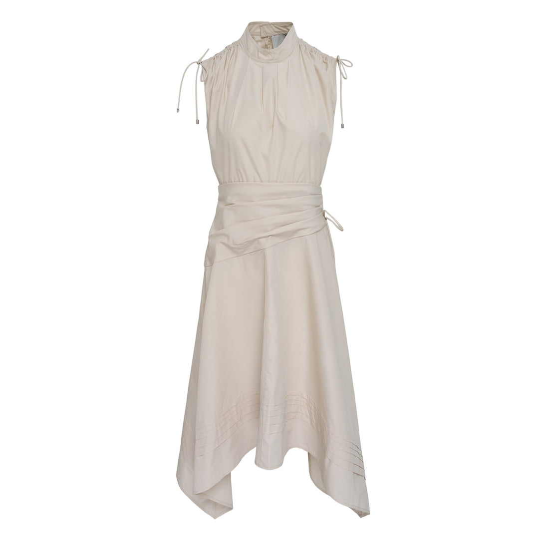 Sleeveless Ruched Dress Handkerchief Hem