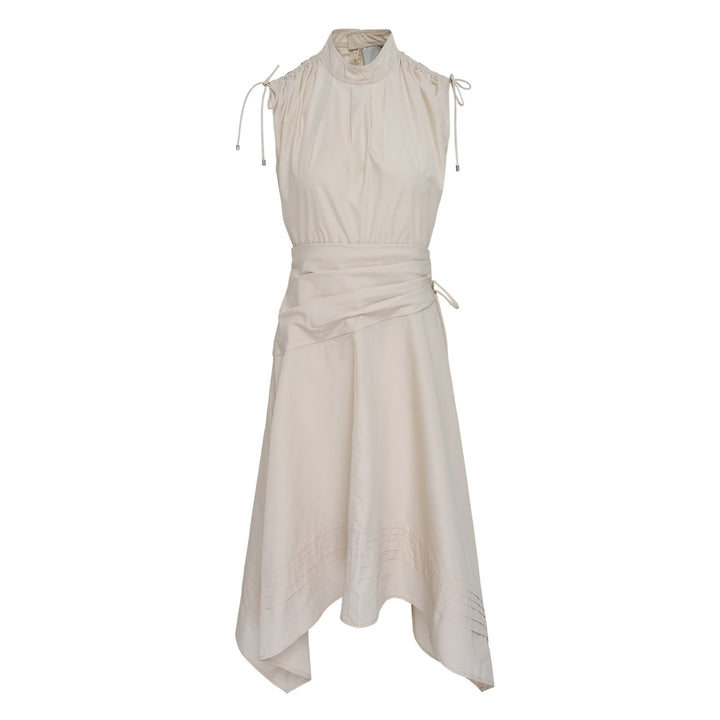 Sleeveless Ruched Dress Handkerchief Hem