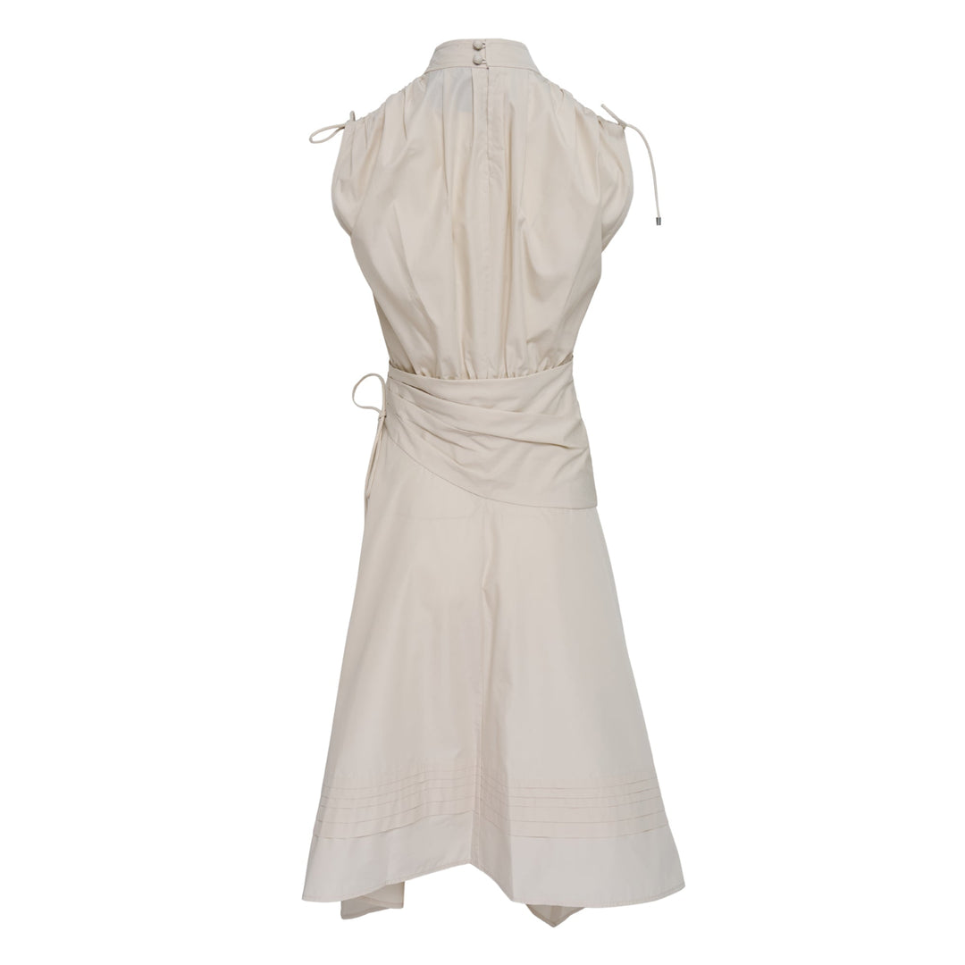 Sleeveless Ruched Dress Handkerchief Hem