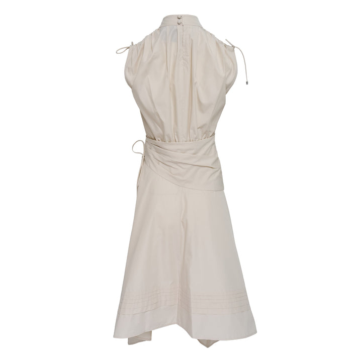 Sleeveless Ruched Dress Handkerchief Hem