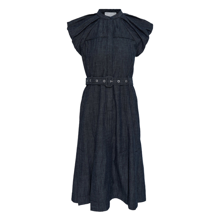 Denim Shirting Puff Sleeve Dress