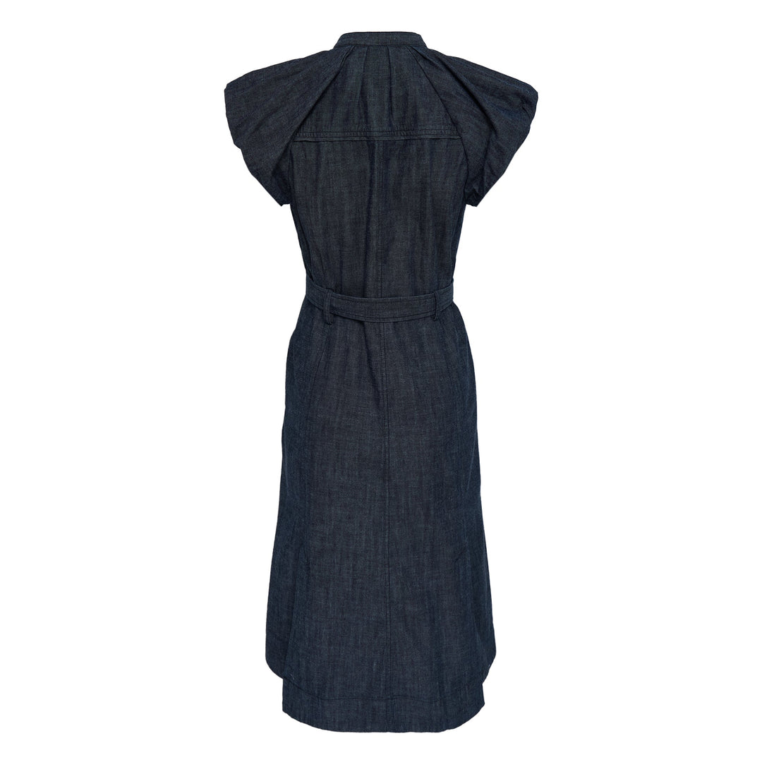 Denim Shirting Puff Sleeve Dress