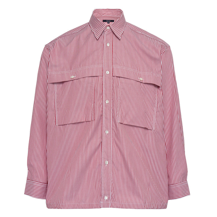 Red Stripe Long Sleeve Button-Up Shirt