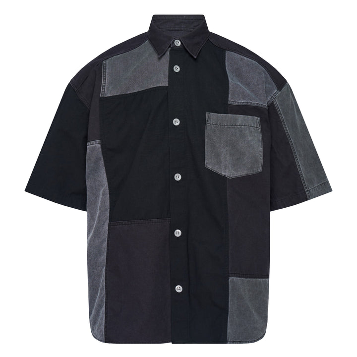 Black Short Sleeve Button-Up Shirt