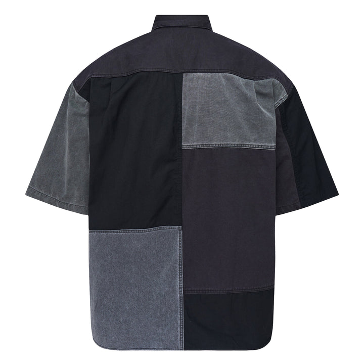 Black Short Sleeve Button-Up Shirt