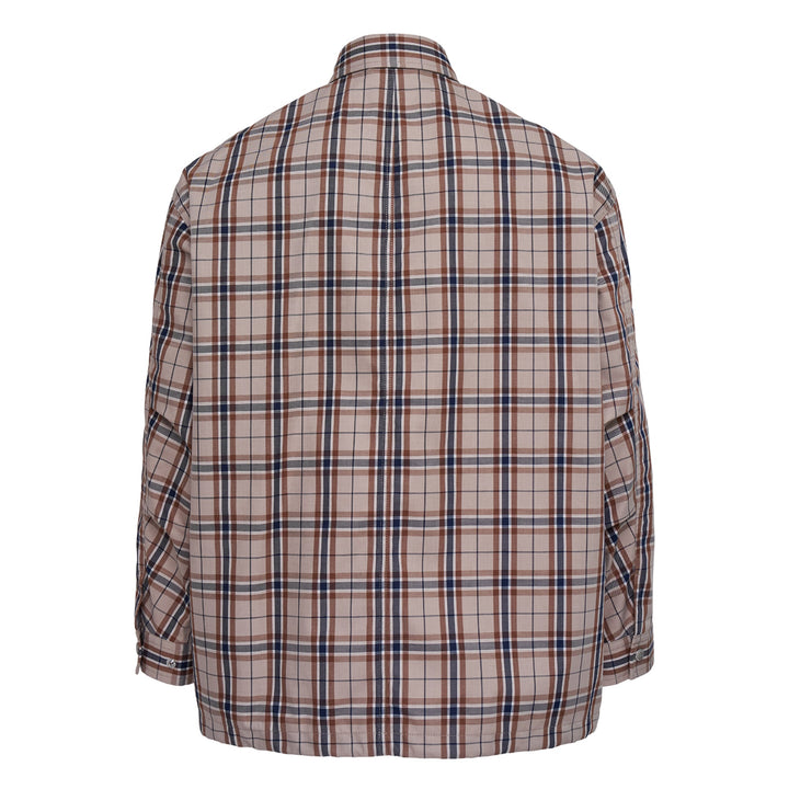 Cotton Blend Collar Plaid Shirt