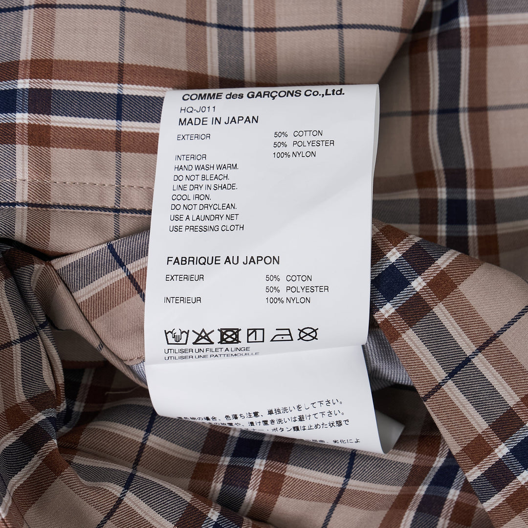 Cotton Blend Collar Plaid Shirt