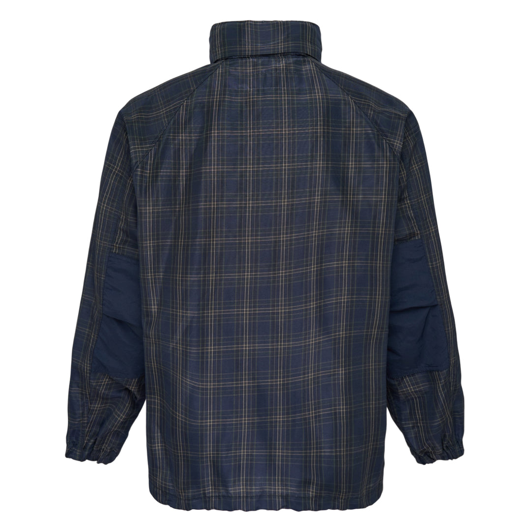 Navy Polyester Ramie Check Jacket
