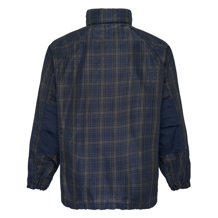 Navy Polyester Ramie Check Jacket