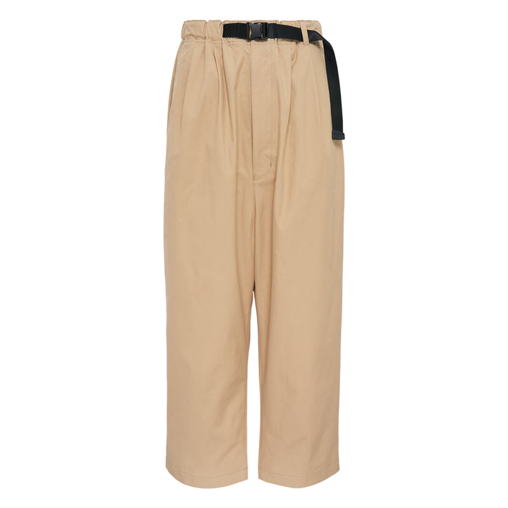 Beige Buckle Waistband Cotton Pants